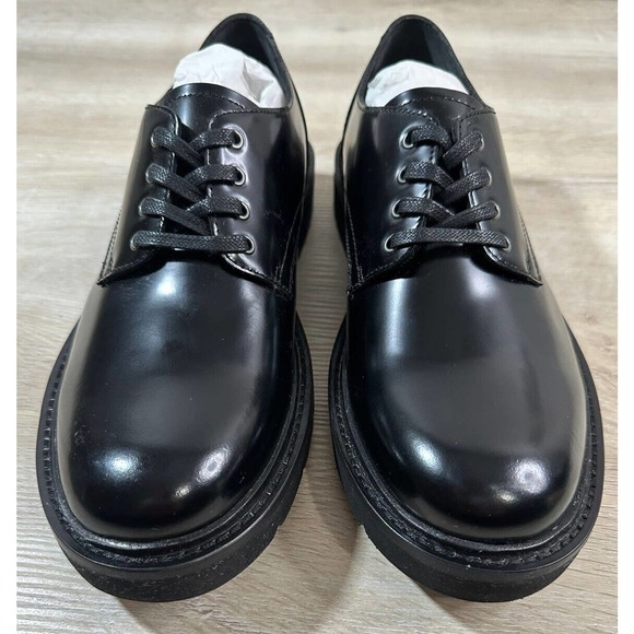 NWB AllSaints Mens 9M Black Mersey Shoe Leather Drawstring, MINOR SPOT SEE PIC - Picture 3 of 11